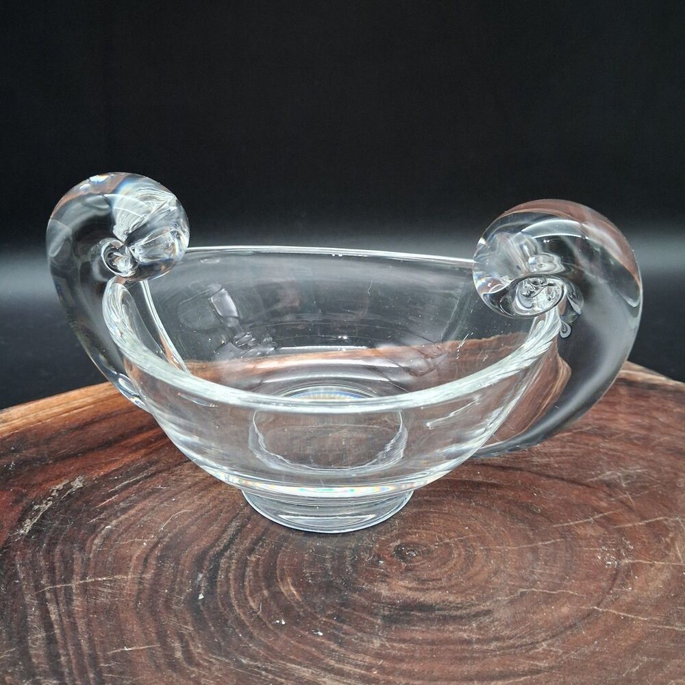 Vtg Signed Steuben Crystal Snail Scroll Open Sugar Bowl 7042 Irene Benton 1947